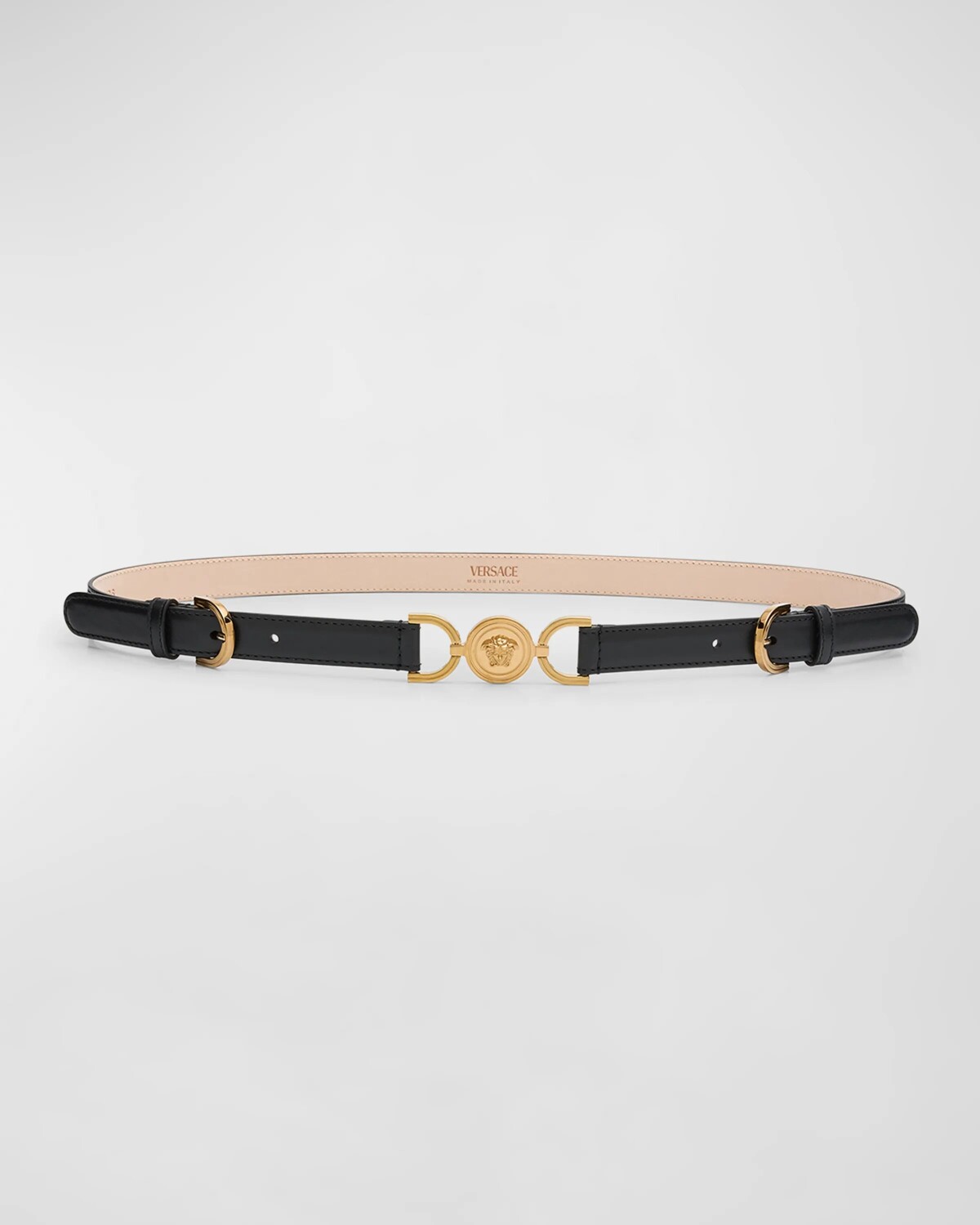 Узкий кожаный ремень Medusa 95, цвет Black Versace Gold