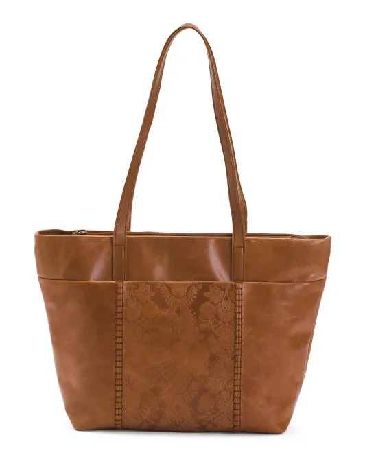 

Кожаная сумка-тоут с тиснением Metro The Sak, цвет Floral Embossed Tobacco