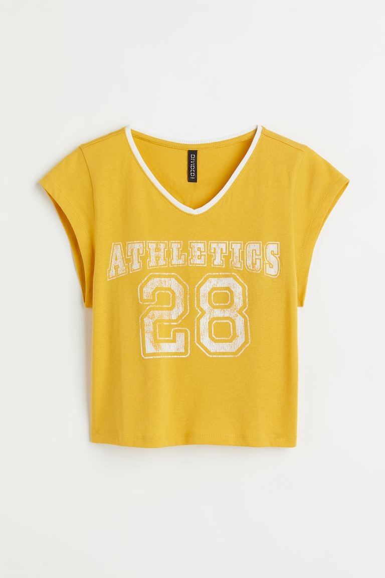 

Укороченный топ с принтом H&M, желтый/легкая атлетика