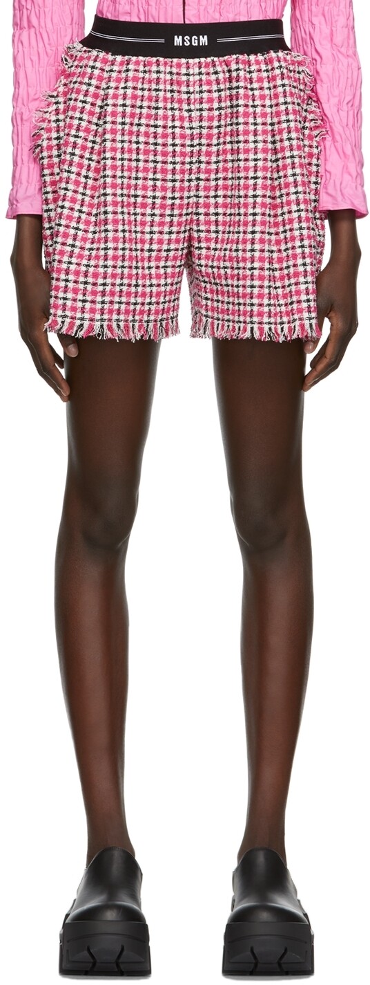 

Розовые твидовые шорты в клетку MSGM