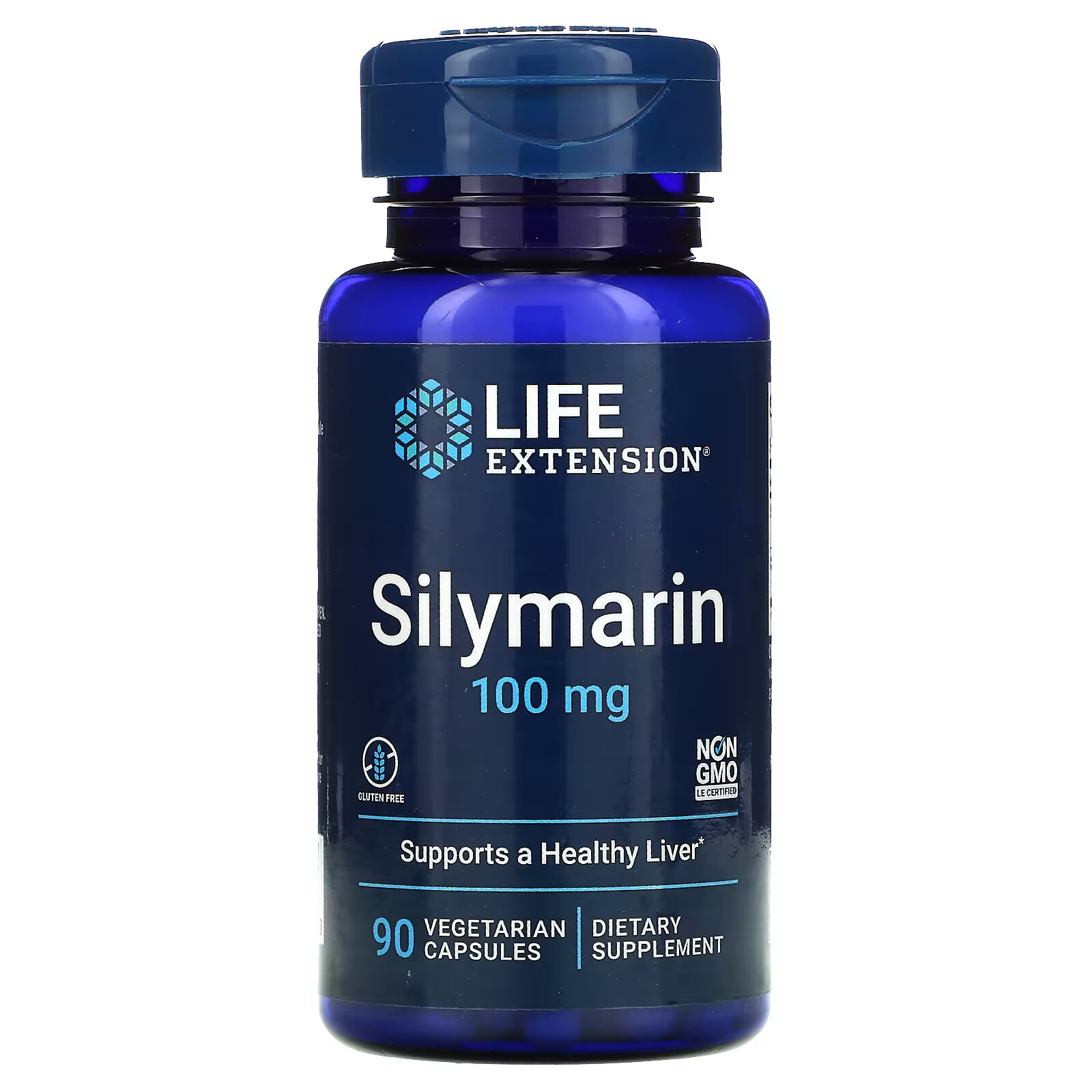 Life Extension, Силимарин, 100 мг, 90 вегетарианских капсул life extension регенератор над и клеток 100 мг 30 вегетарианских капсул