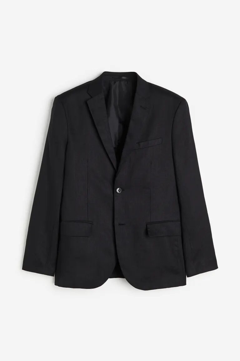 

Пиджак H&M Slim Fit Linen, чёрный