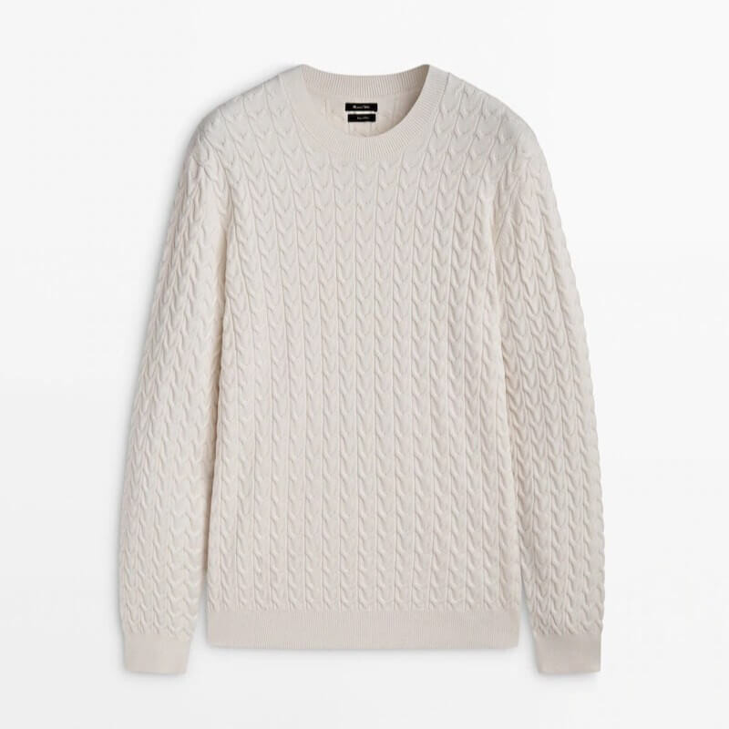 

Свитер Massimo Dutti Cable Knit, бежевый