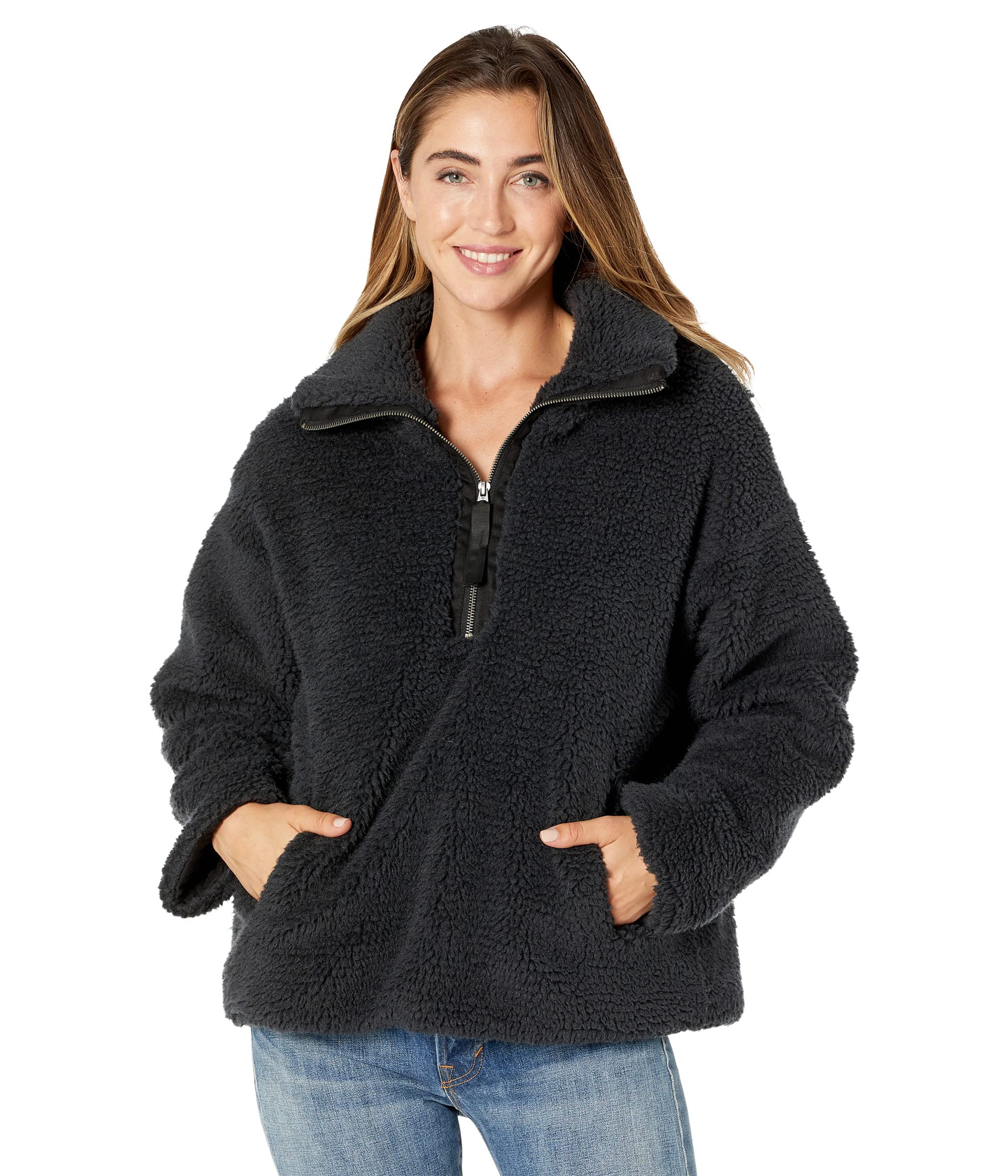 Худи Dylan by True Grit, Lux Sherpa Oversized 1/2 Zip with Pockets