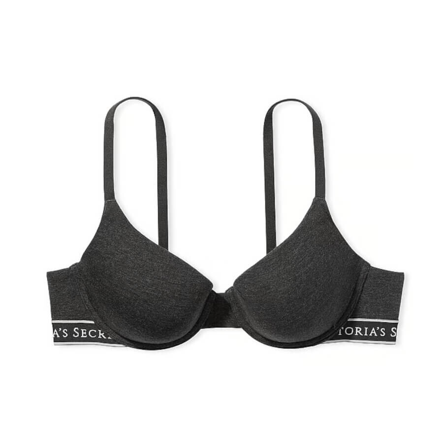 

Бюстгальтер Victoria's Secret The T-shirt Lightly Lined Cotton Demi, темно-серый/белый