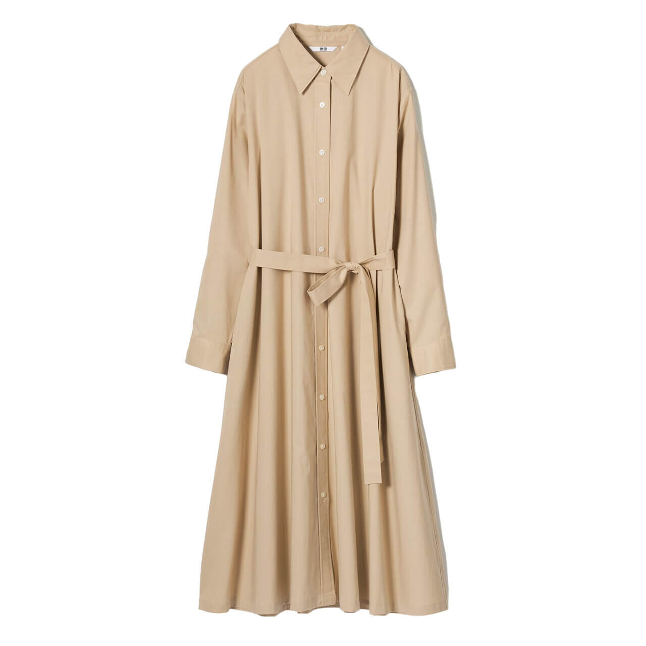 

Платье Uniqlo Cotton A-Line Long Sleeved Shirt, бежевый