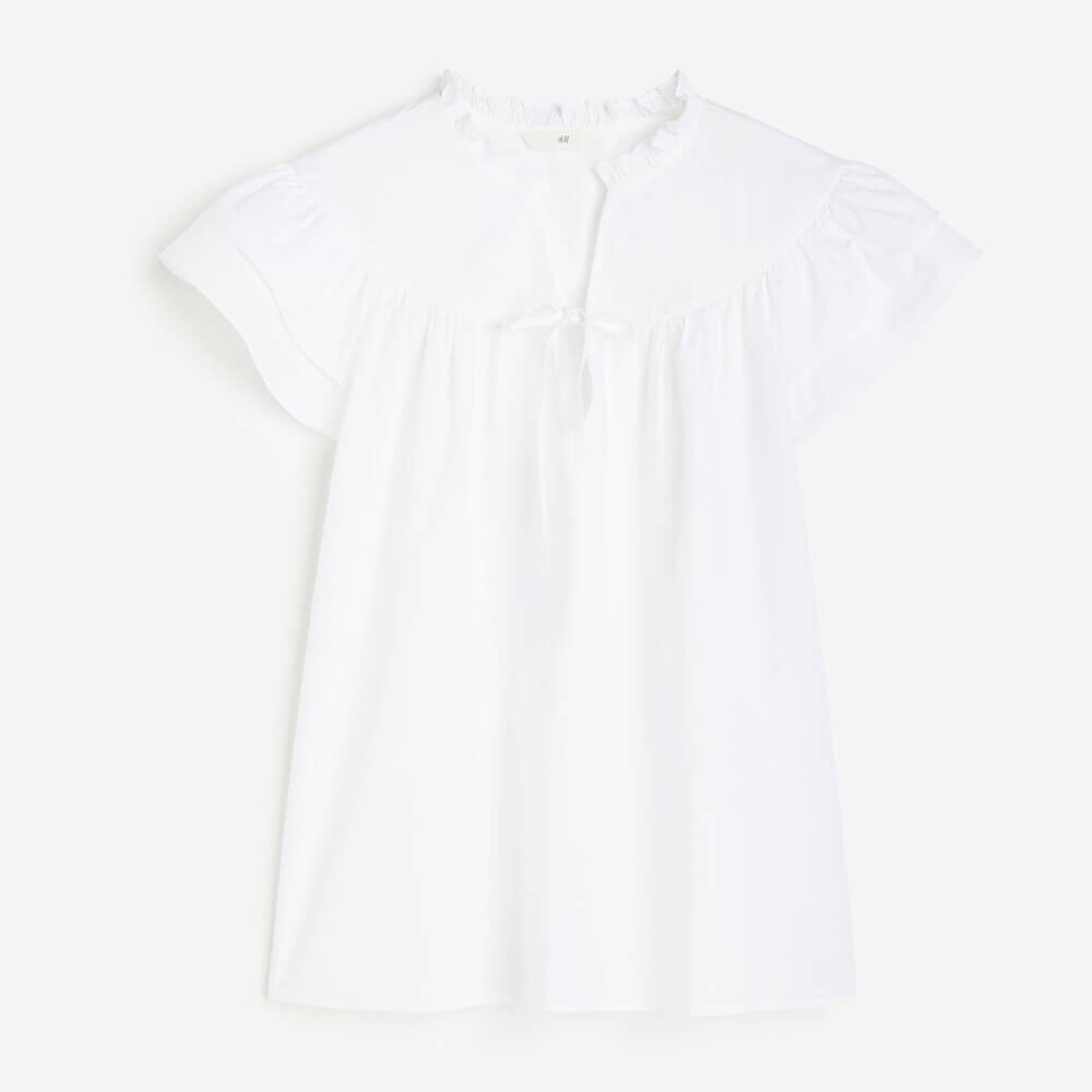 

Блузка H&M Flutter-sleeved Poplin, белый