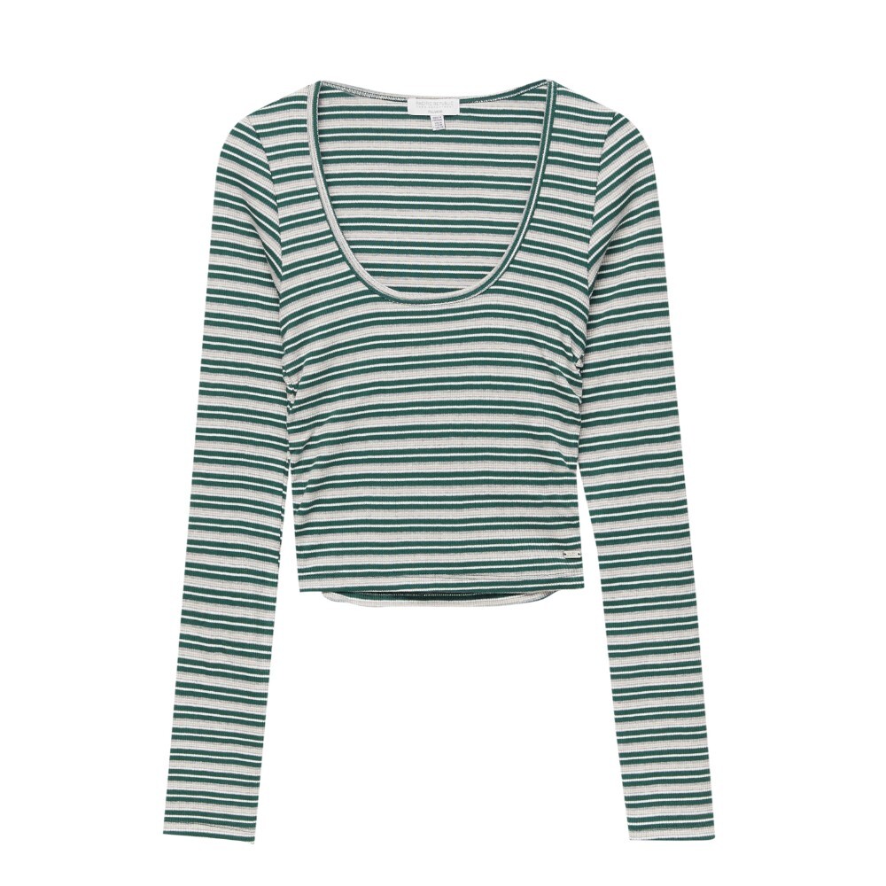 

Лонгслив Pull&Bear Long-sleeve Striped, зеленый