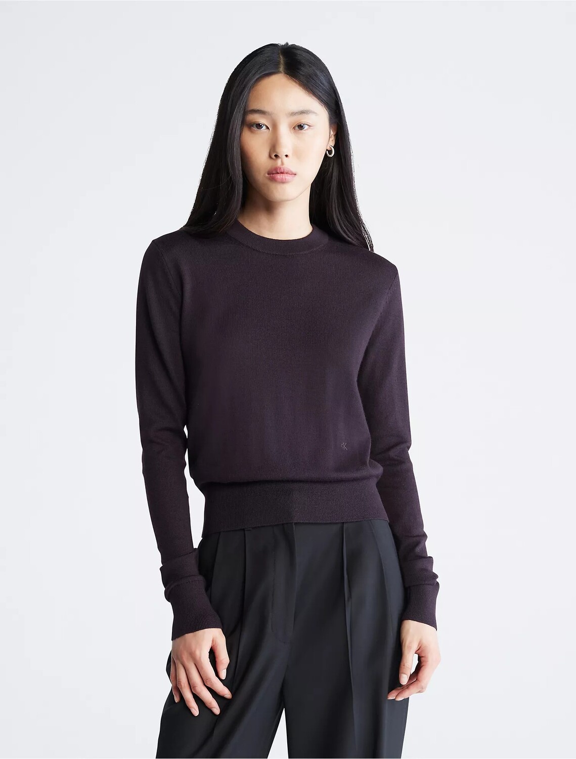 

Свитер Calvin Klein Extra Fine Merino Blend Crewneck, темно-коричневый