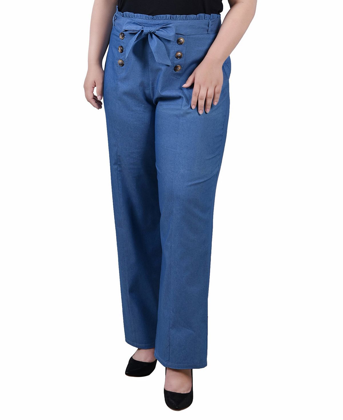 цена Плюс размер длинные брюки без застежек в матросском стиле NY Collection, мульти