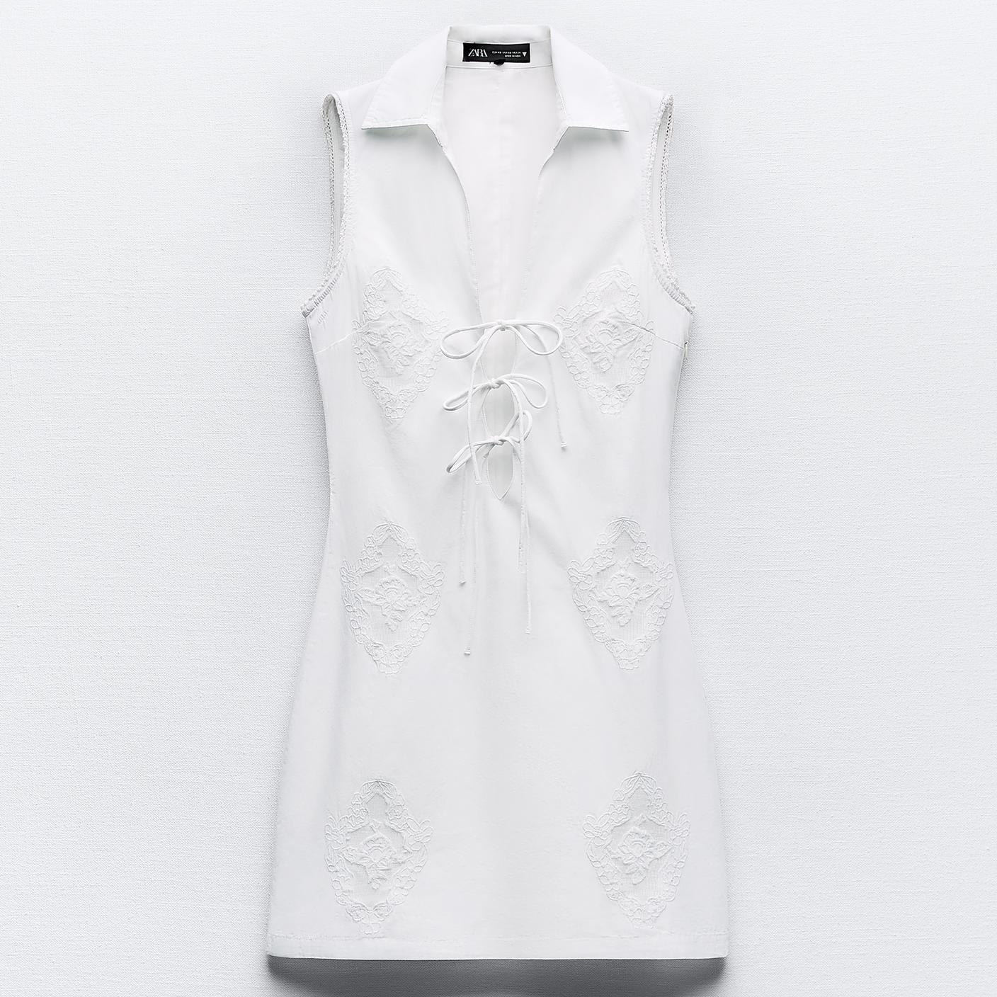 Платье-рубашка Zara Poplin, белый рубашка zara poplin with pintucks белый