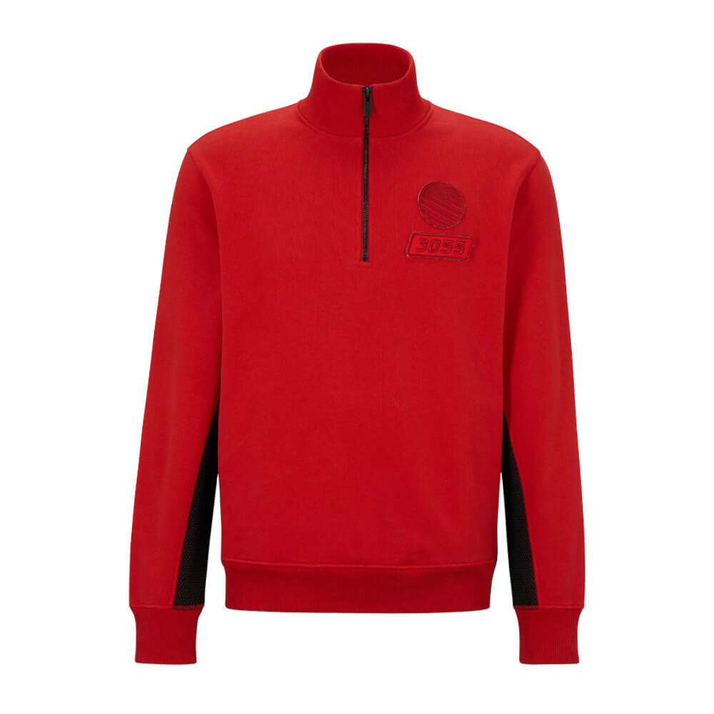 

Свитшот Boss Cotton-Terry Zip-Neck, красный