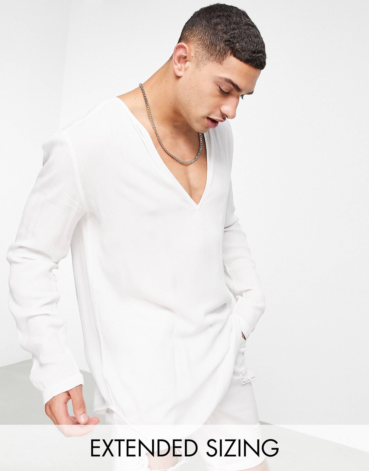 

Белая рубашка из мятой вискозы ASOS DESIGN