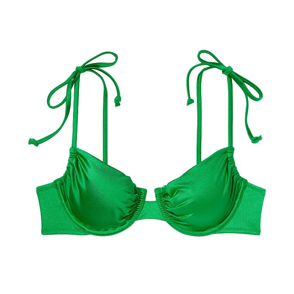 

Верх от купальника Victoria's Secret Swim Ruched Shine Underwire Adjustable Bikini, зелёный