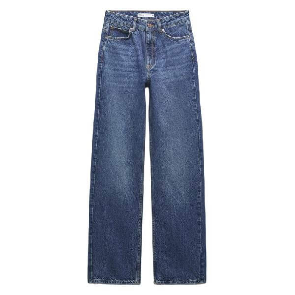 

Джинсы Zara Z1975 High Rise Straight Fit Long Length, синий
