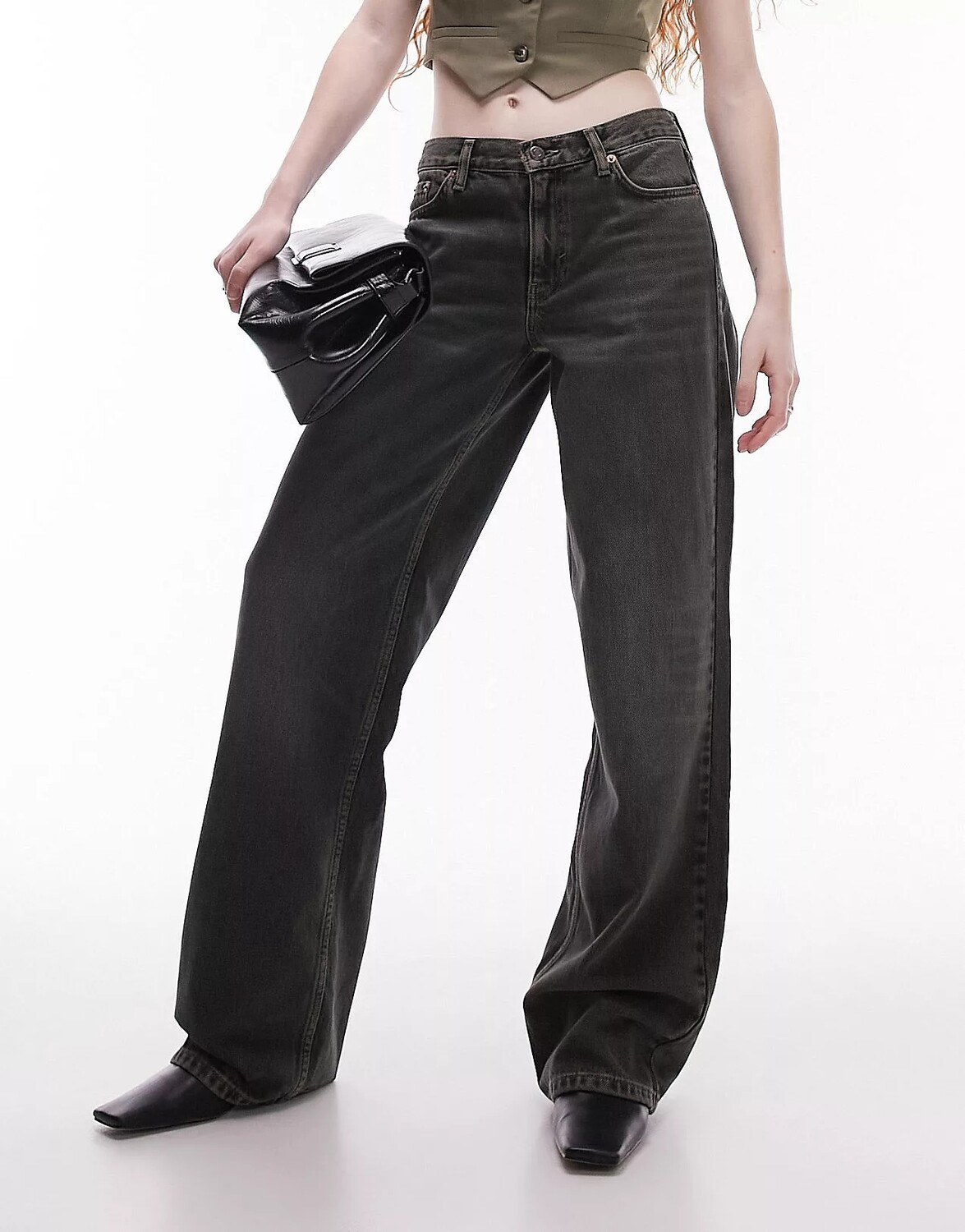 

Джинсы Topshop Low Rise Loose, темно-зеленый