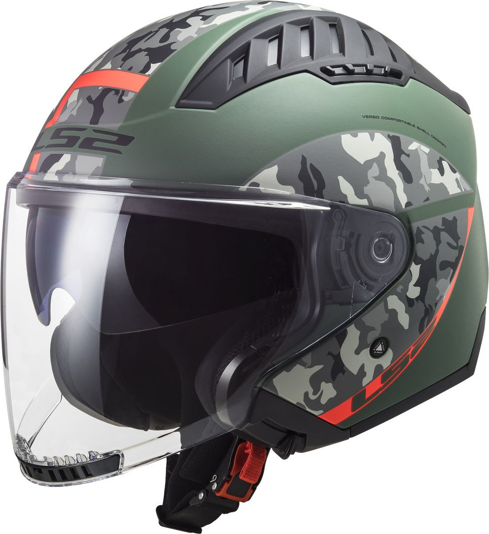 Шлем LS2 OF600 Copter Crispy Реактивный, зелено-черно-оранжевый