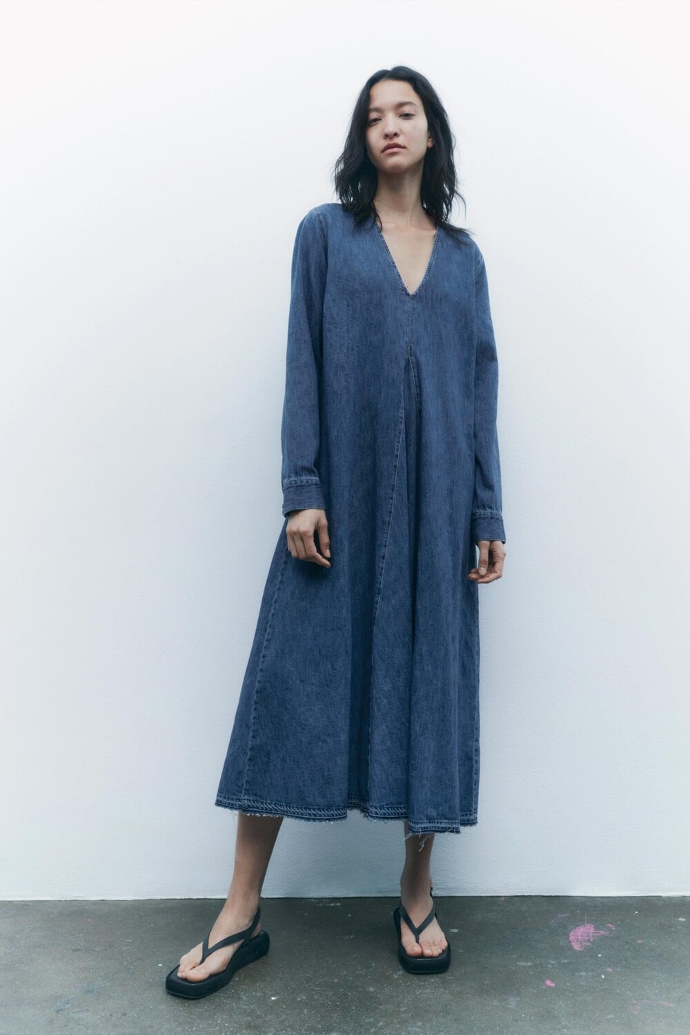 

Длинное платье из денима ZARA, синий