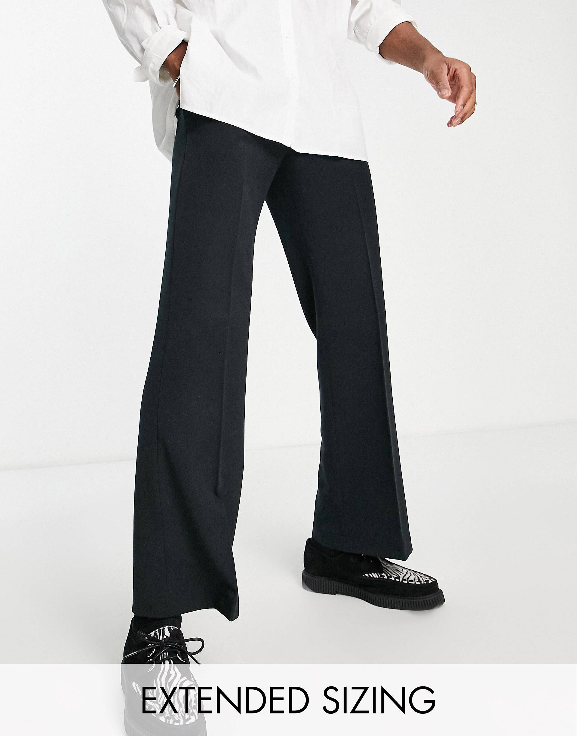 Черные элегантные расклешенные брюки ASOS DESIGN черные эластичные расклешенные брюки asos design