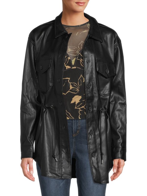 Жакет - Рубашка Leighton RD из искусственной кожи, черный рубашка жакет из эко кожи