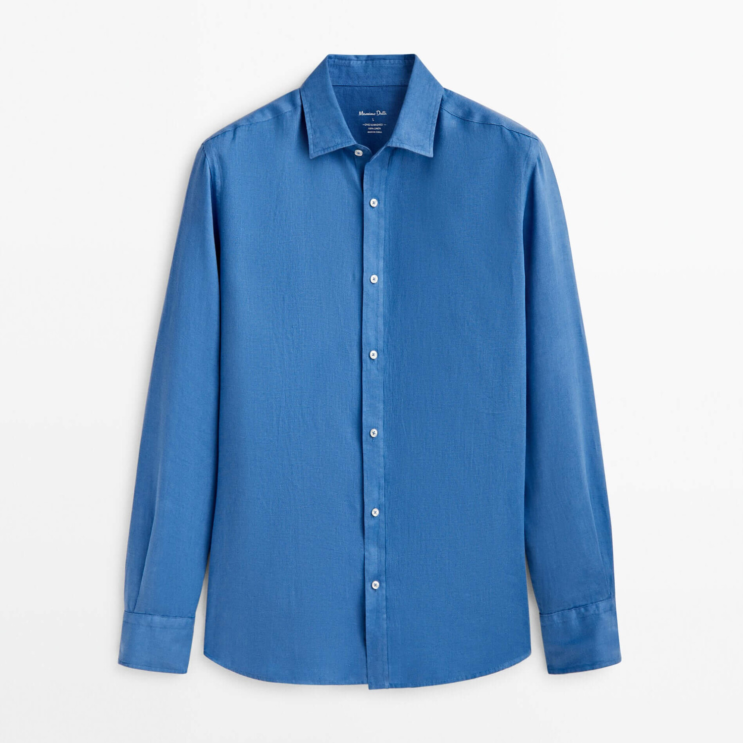 

Рубашка Massimo Dutti 100% Linen Slim-Fit, темно-голубой