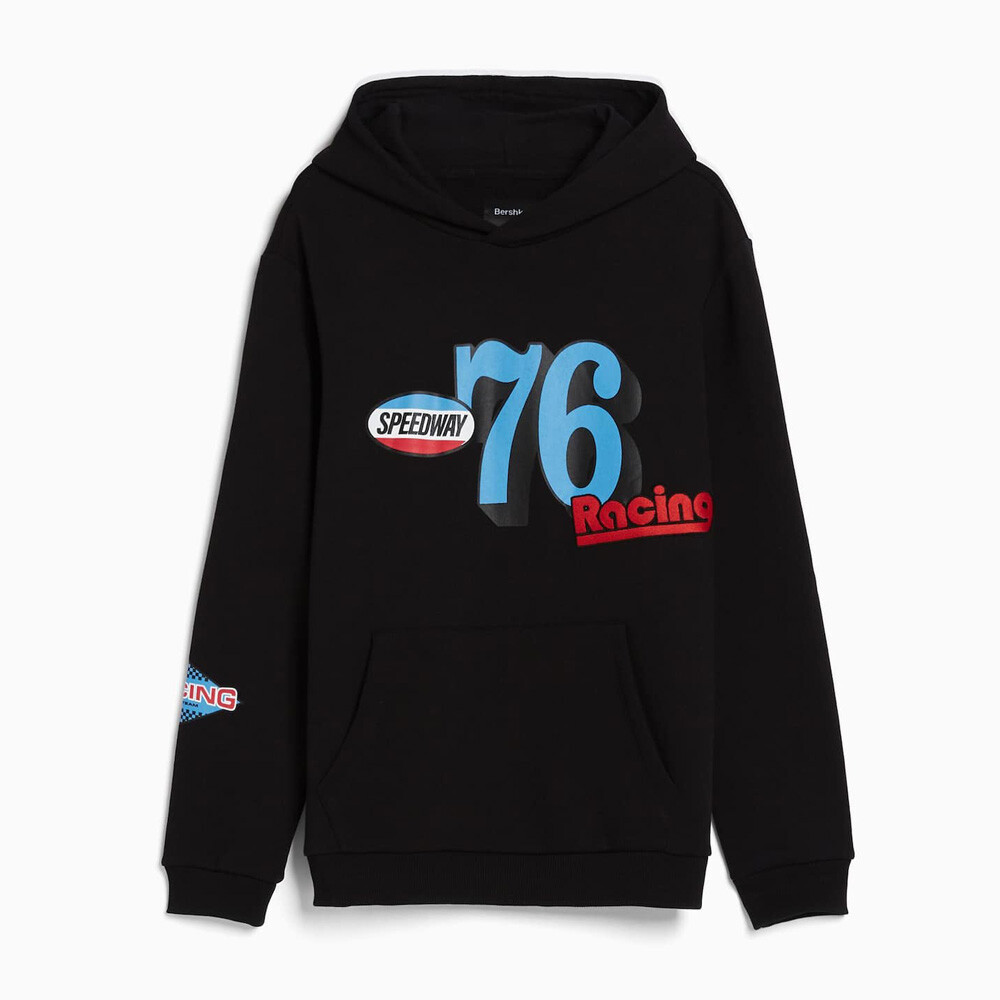 

Худи Bershka Racing Print, черный