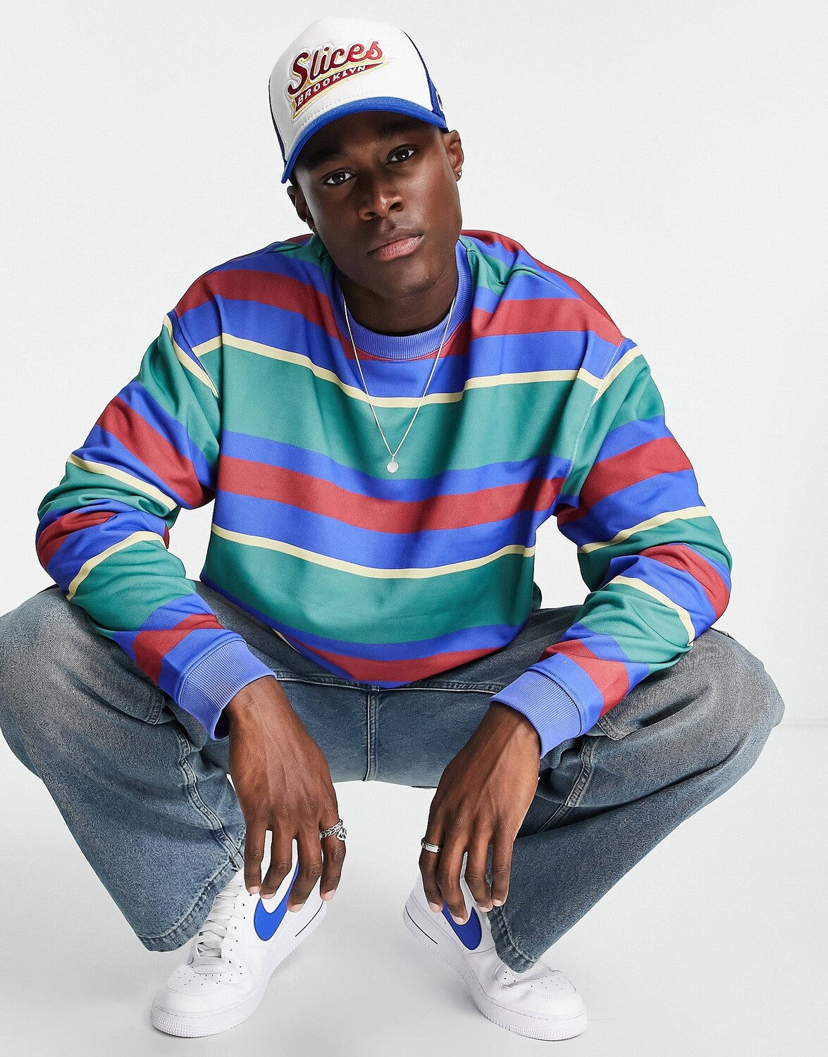 

Легкая толстовка оверсайз в винтажную синюю полоску ASOS DESIGN