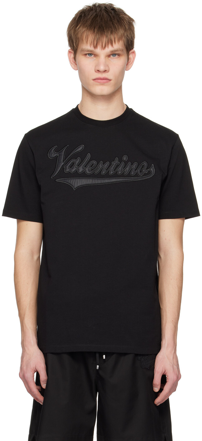 

Черная футболка с вышивкой Valentino, Черный