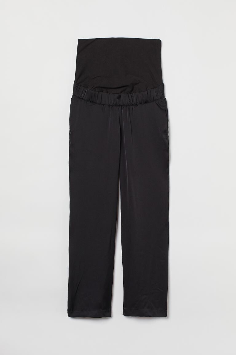

МАМА Широкие атласные брюки H&M, черный