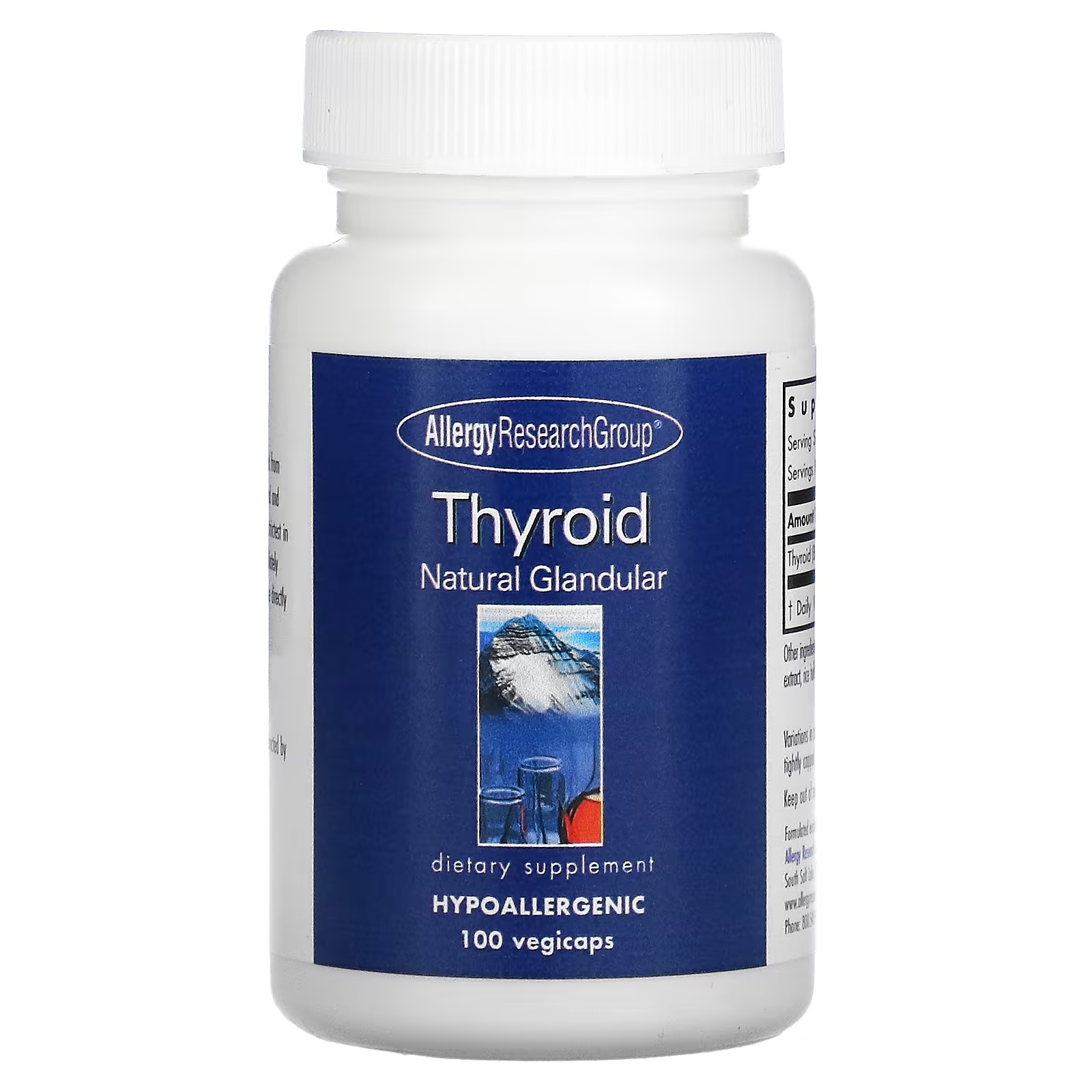 Allergy Research Group тиреоидин натуральная вытяжка из щитовидной железы, 100 растительных капсул