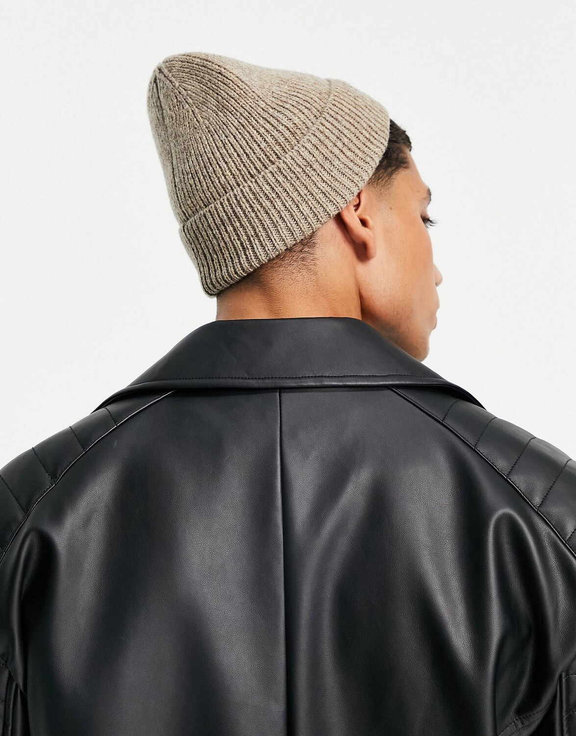 

Шерстяная шапка в рубчик с вафельной вязкой ASOS DESIGN овсяного хлопка ASOS DESIGN
