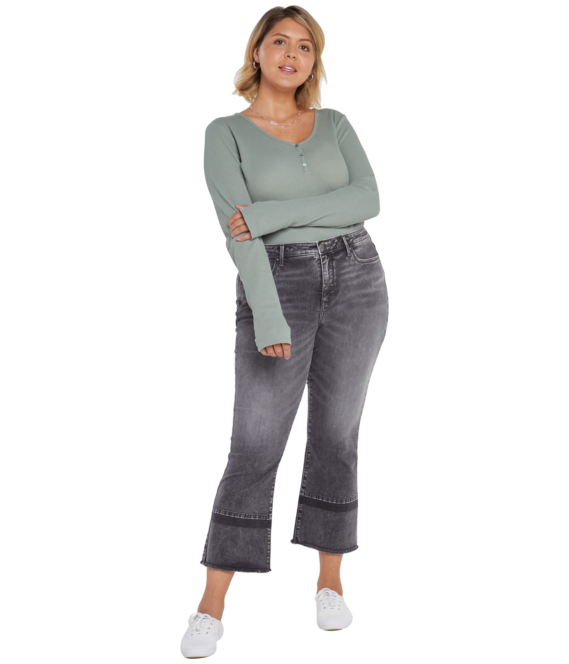 Джинсы NYDJ Plus Size, Plus Size Fiona Slim Flared Ankle Jeans in Nobelle