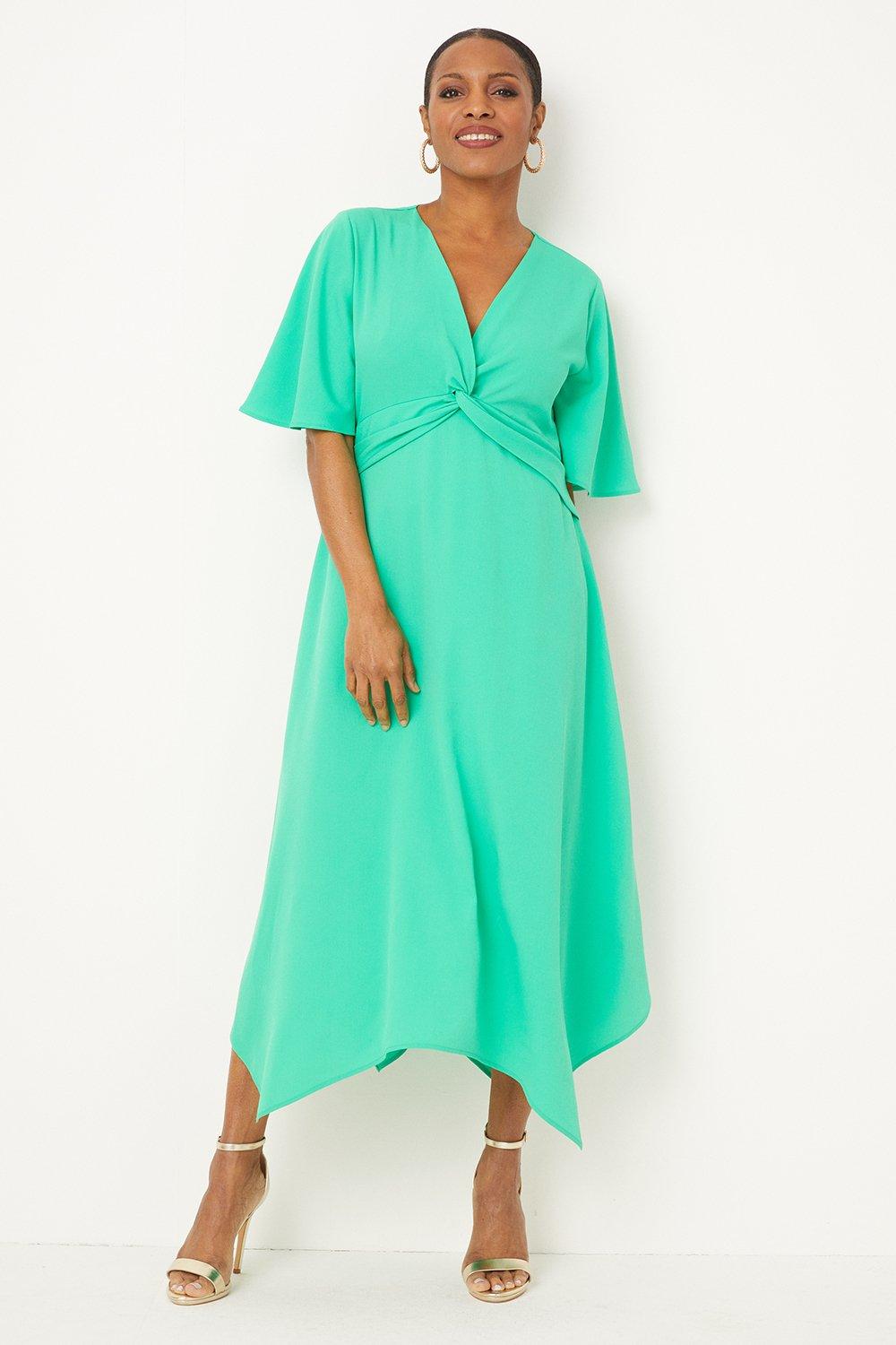 Простое платье миди с закрученной передней частью Wallis, зеленый