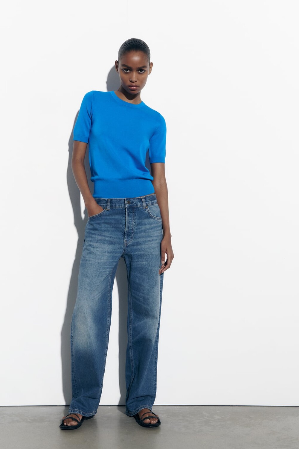 

Базовый трикотажный свитер ZARA, синий