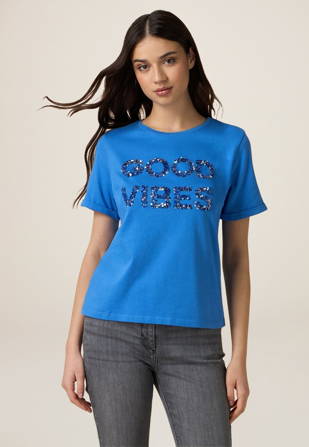 

Футболка с принтом CON LETTERING Oltre, цвет blu