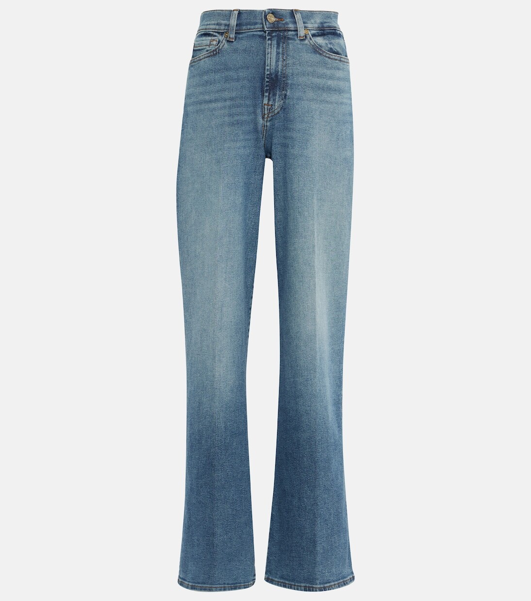 

Джинсы lotta luxe vintage с высокой посадкой и широкими штанинами 7 For All Mankind, синий