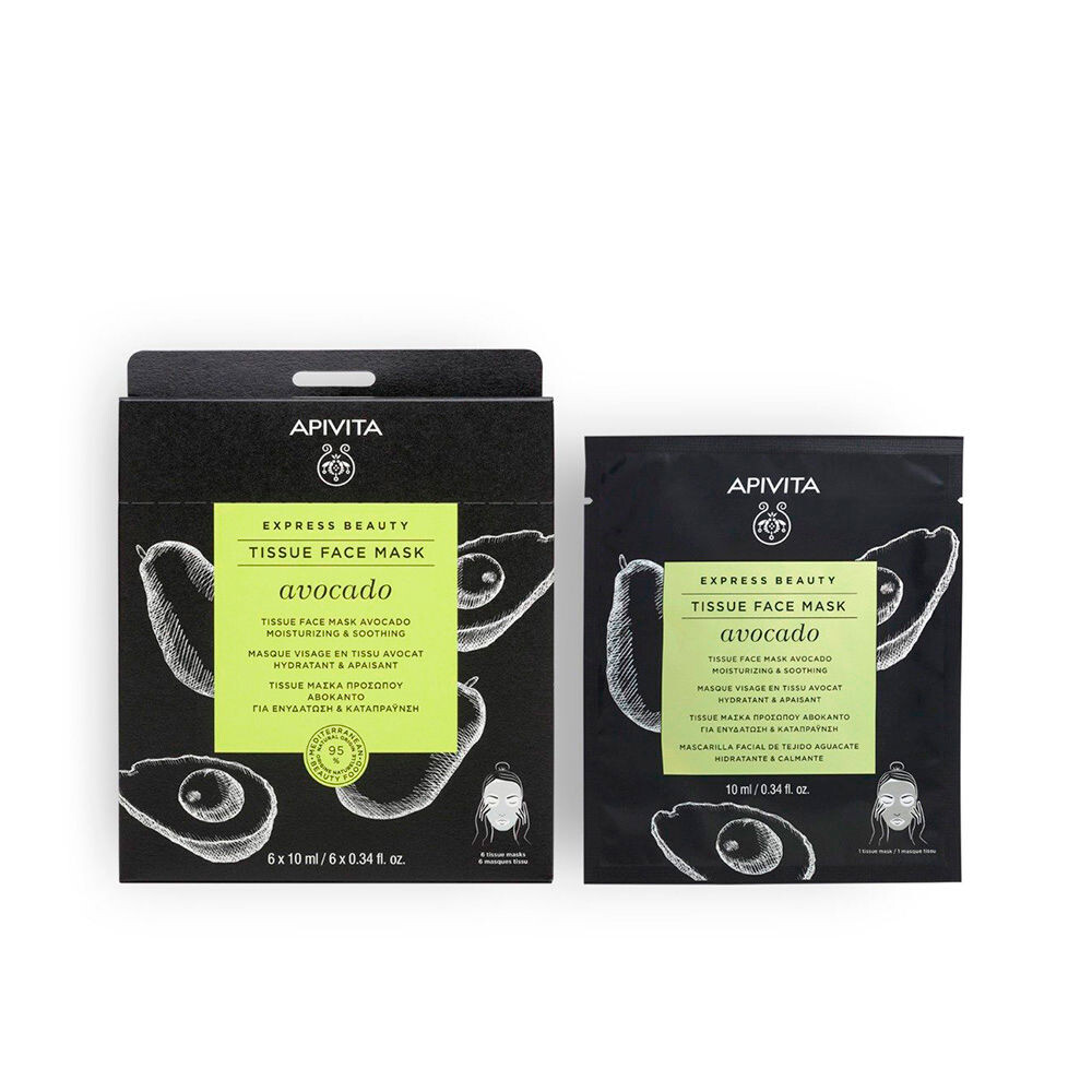 

Маска для лица Express sheet mascarilla hidratante calmante con aguacate Apivita, 20 мл
