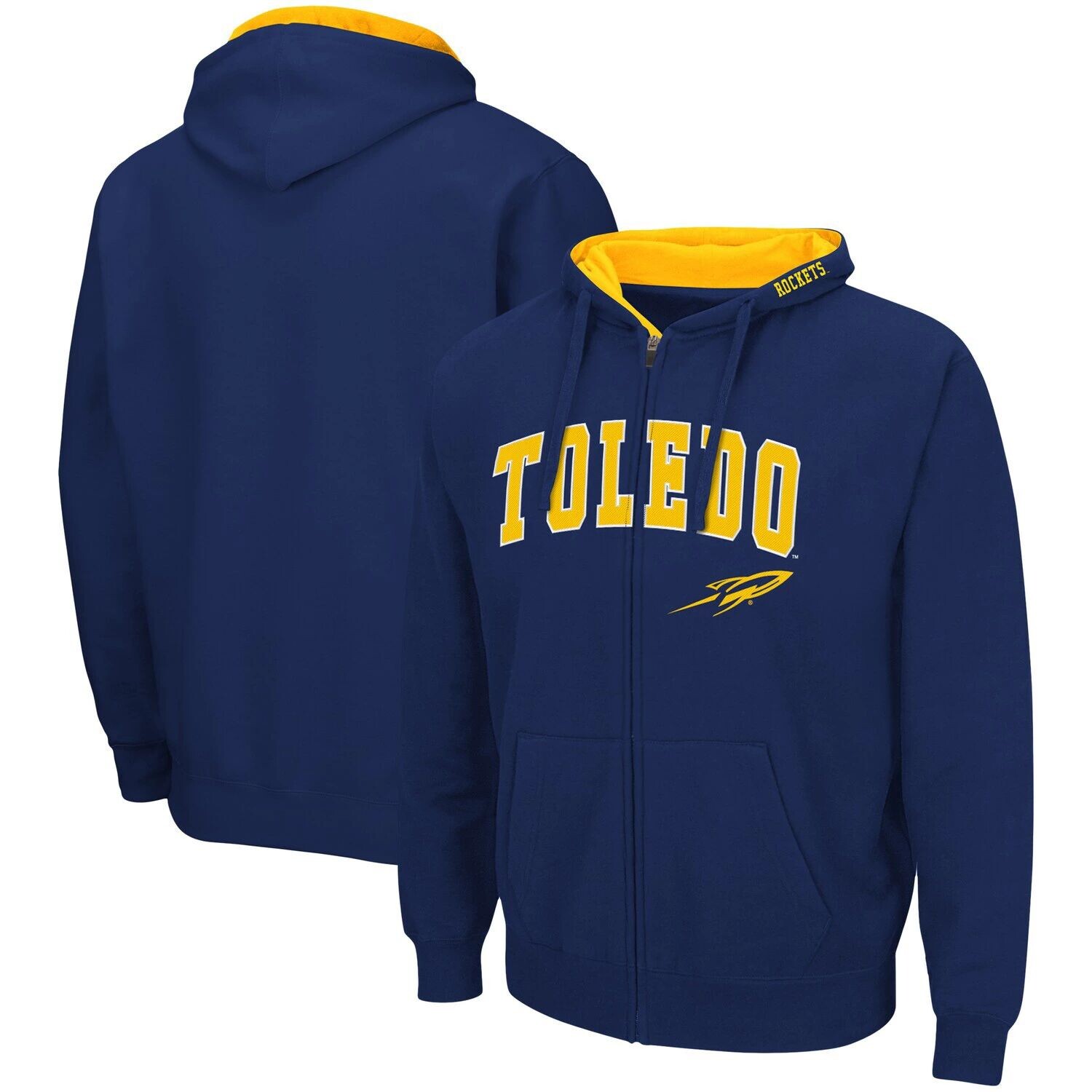 

Мужская толстовка с молнией во всю длину Colosseum Navy Toledo Rockets Arch & Logo 3.0