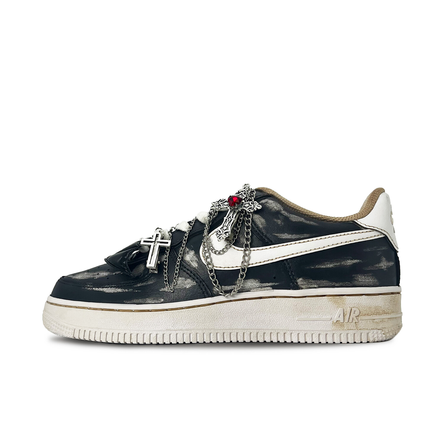 

Кроссовки Nike Air Force 1 Skateboarding Shoes Women's Low-top Black/grey, темно-серый