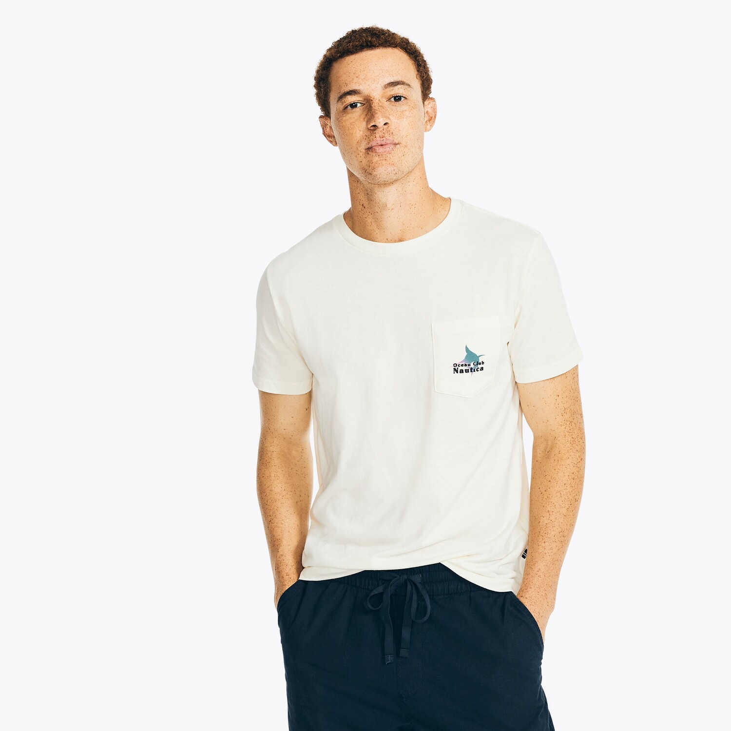 

Мужская футболка с рисунком рыбалки Nautica, изготовленная из экологически чистых материалов, цвет Sail Cream