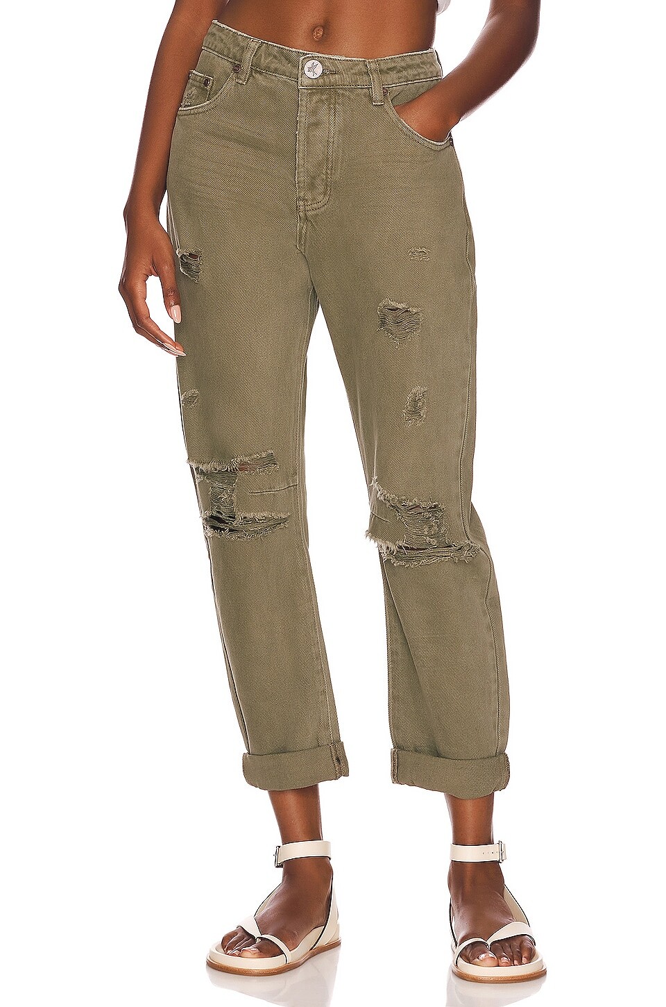 

Брюки One Teaspoon Messed Up Saints Boyfriend, цвет Military Khaki