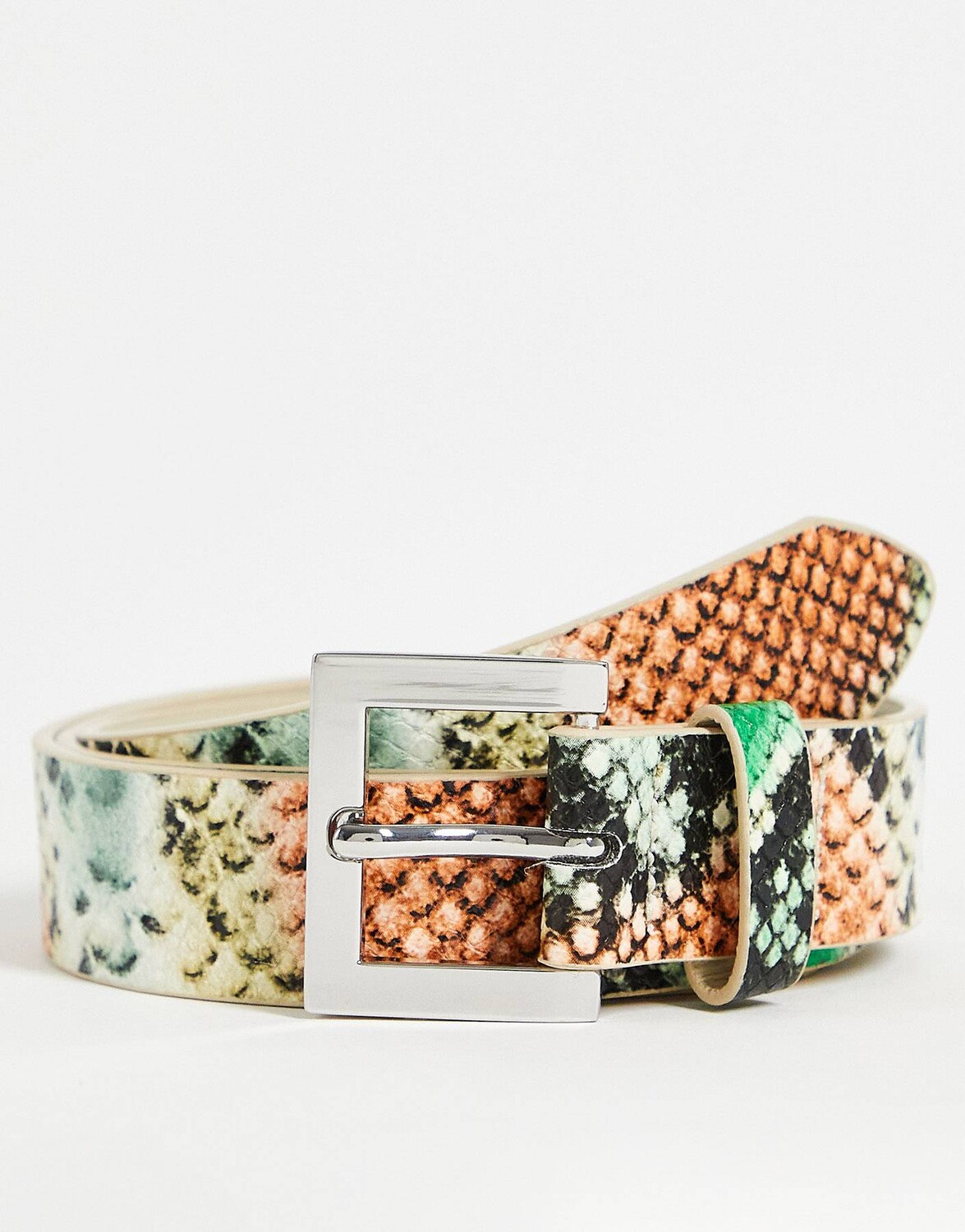 

Узкий ремень из бледно-зеленой змеиной кожи ASOS DESIGN