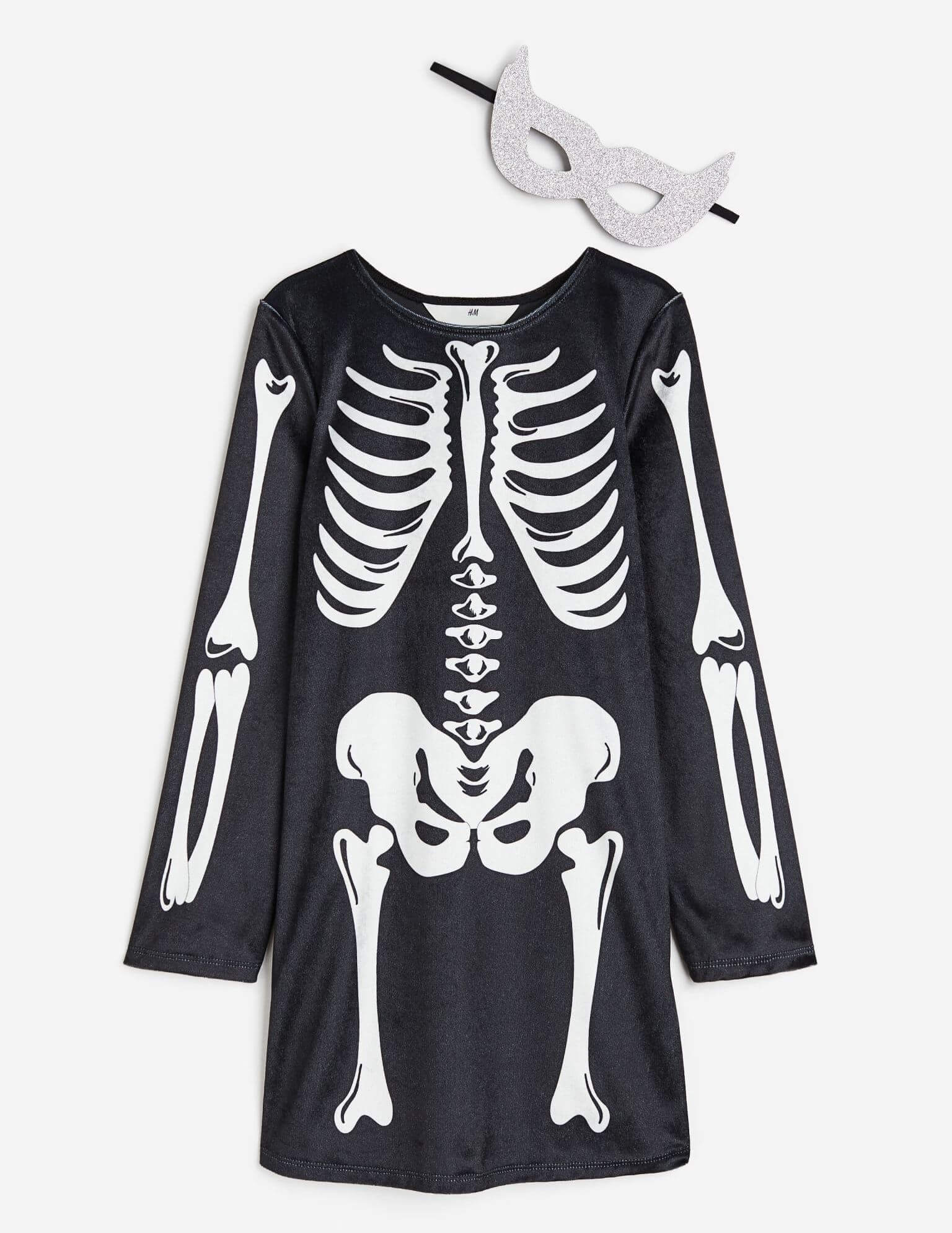 маскарадный костюм из пластика для косплея маски вечеринка хэллоуин маскарадный костюм Карнавальный костюм H&M Skeleton Two-piece, черный/белый