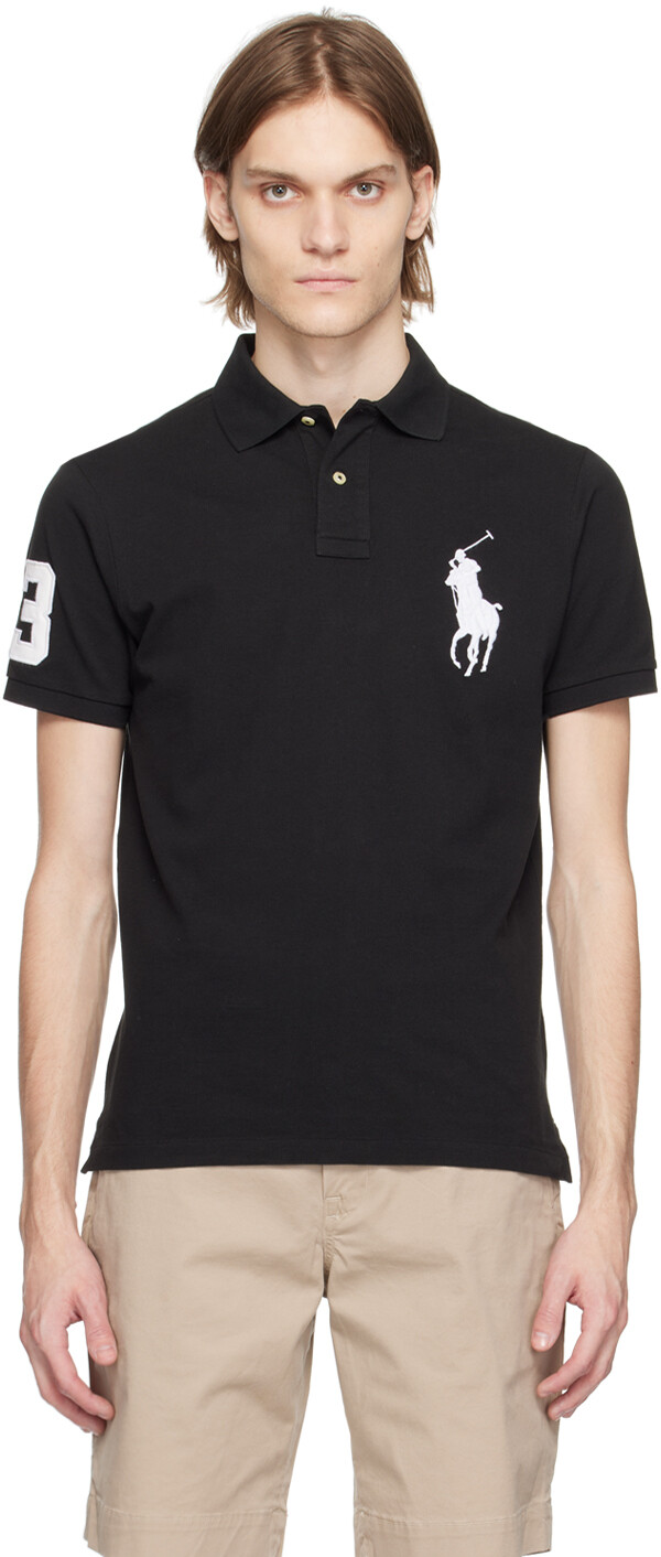 

Черная футболка-поло с большим пони Polo Ralph Lauren