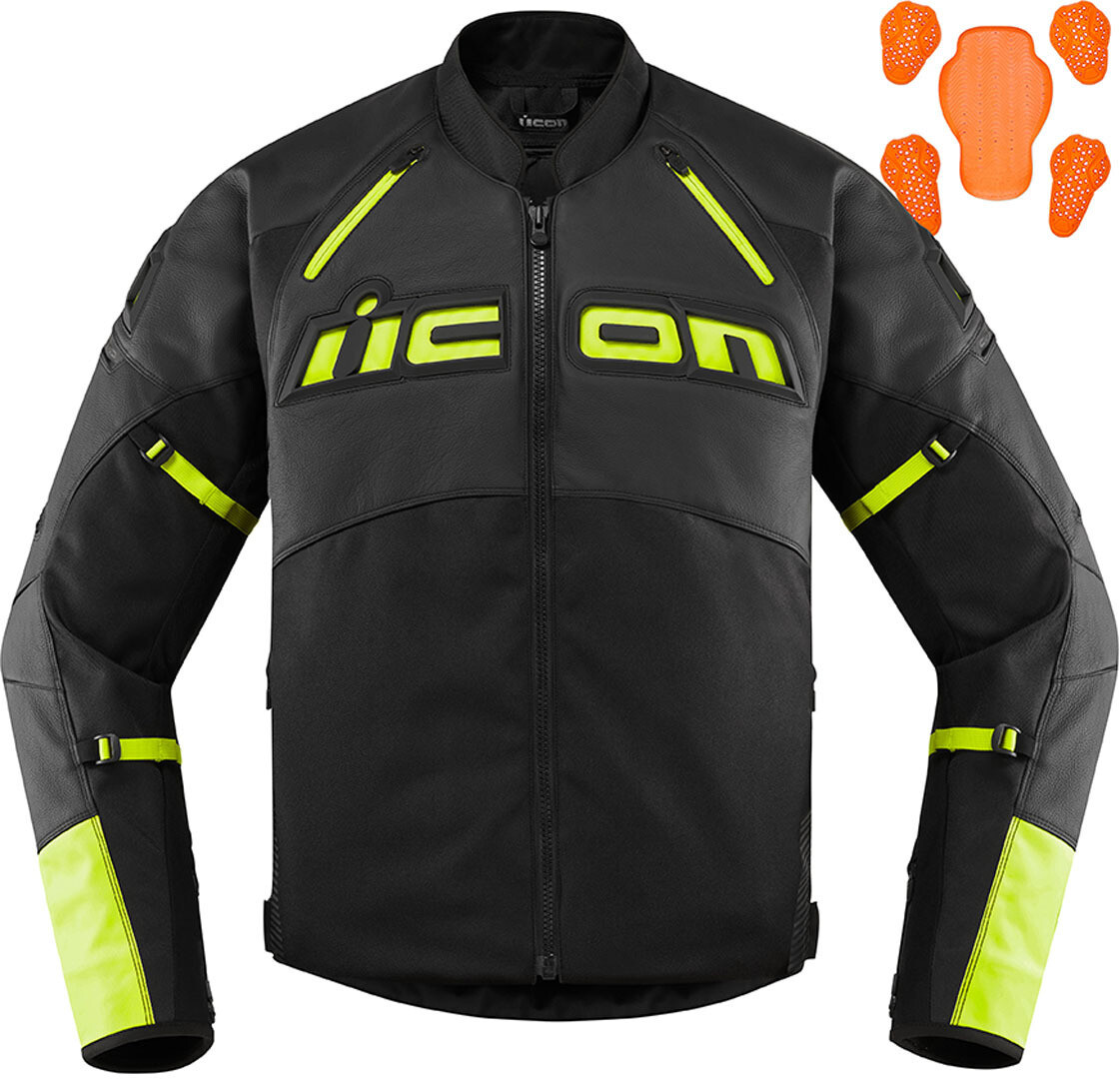 

Icon Contra2 Мотоцикл Текстиль / Кожаная куртка, черный/неоновый