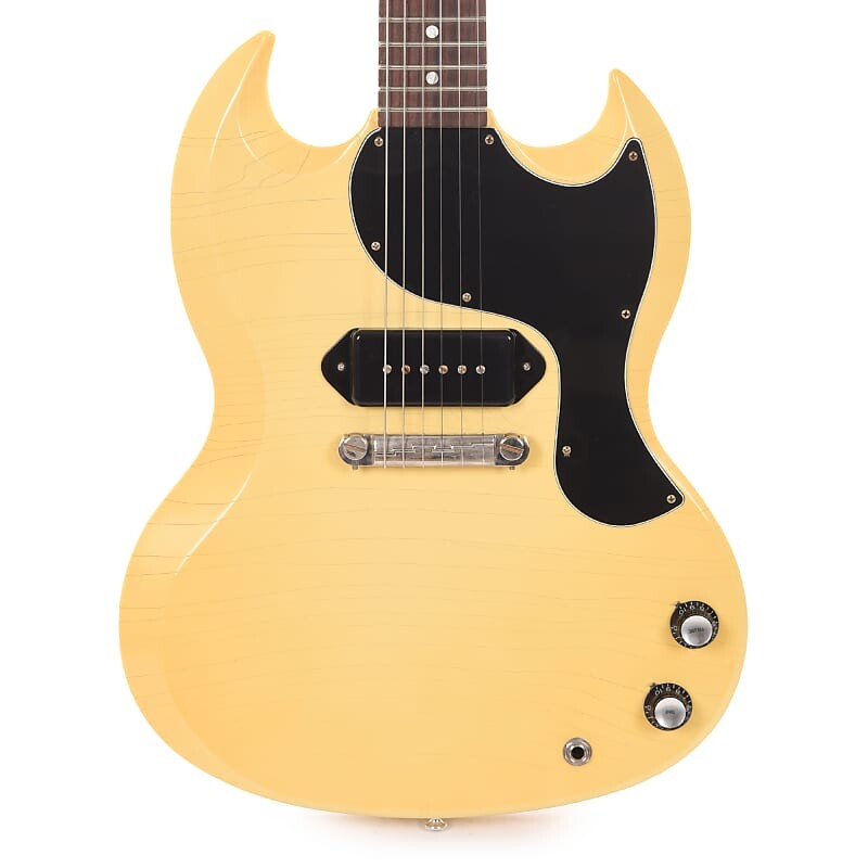 

Gibson Custom Shop 1963 SG Junior Reissue Heavy Antique Polaris White Murphy Lab Ultra Light Aged (серийный номер CME01453)