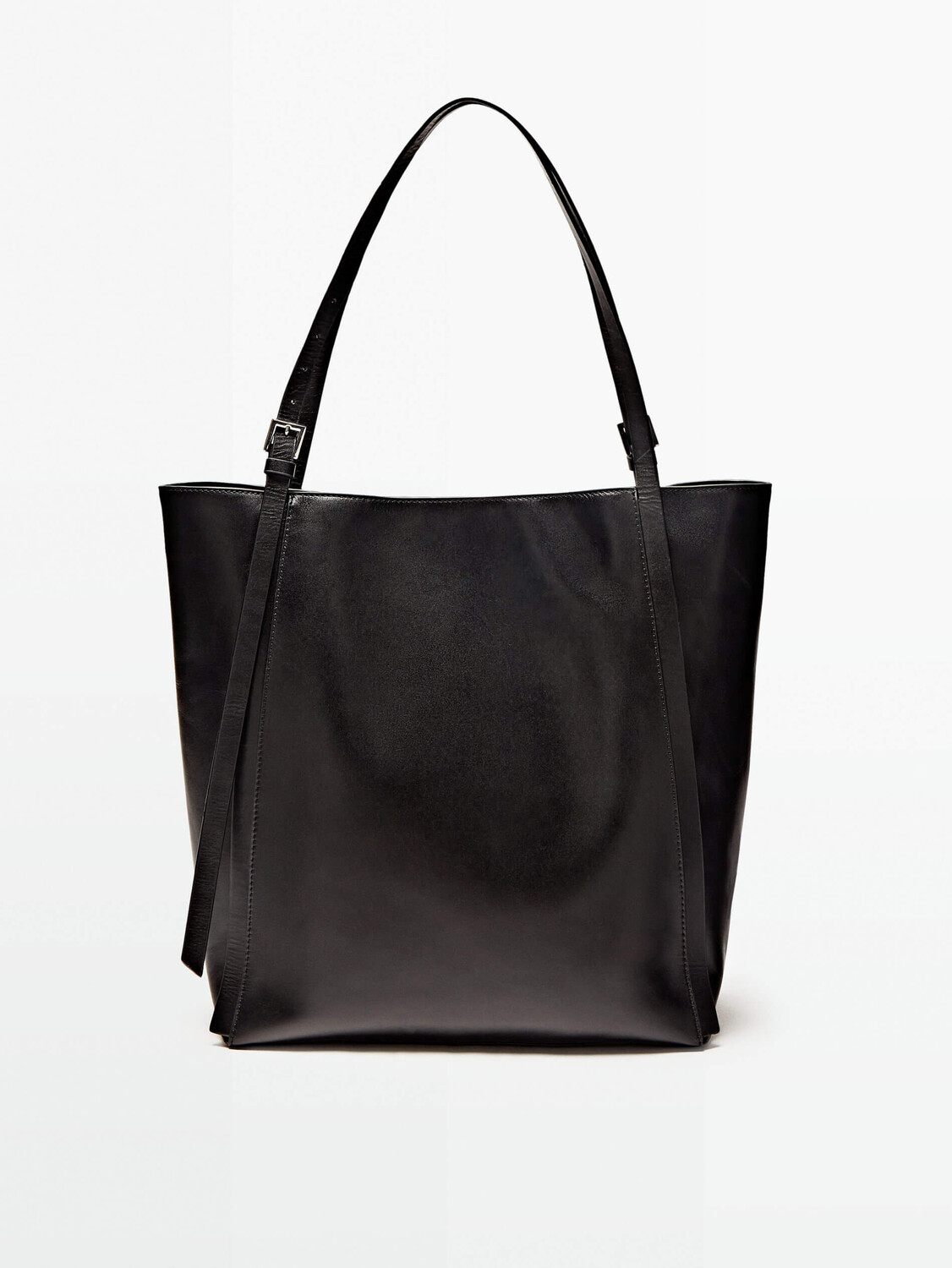

Сумка-тоут Massimo Dutti Nappa Leather Double Strap, черный
