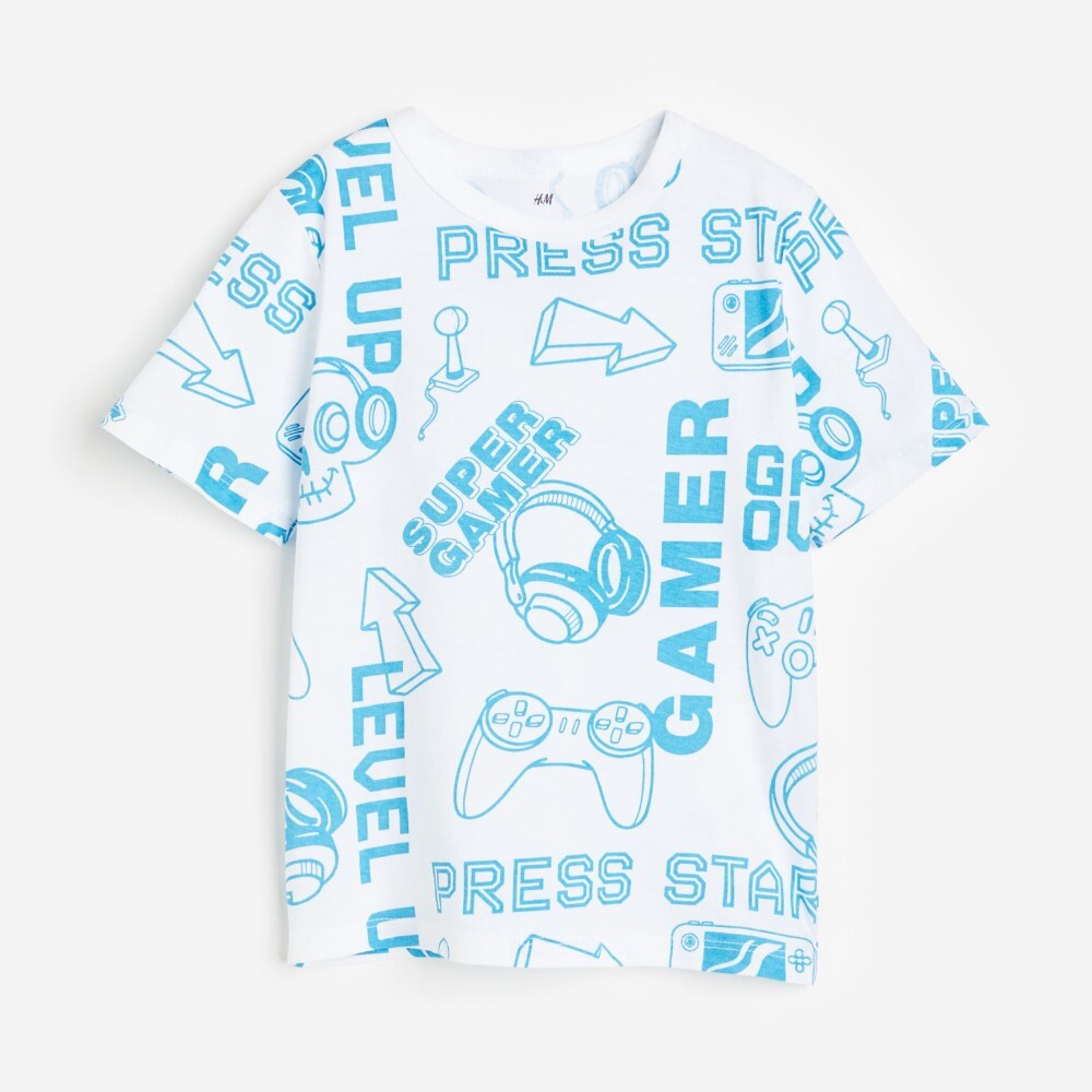 

Футболка H&M Kids Printed Cotton Gamer, белый