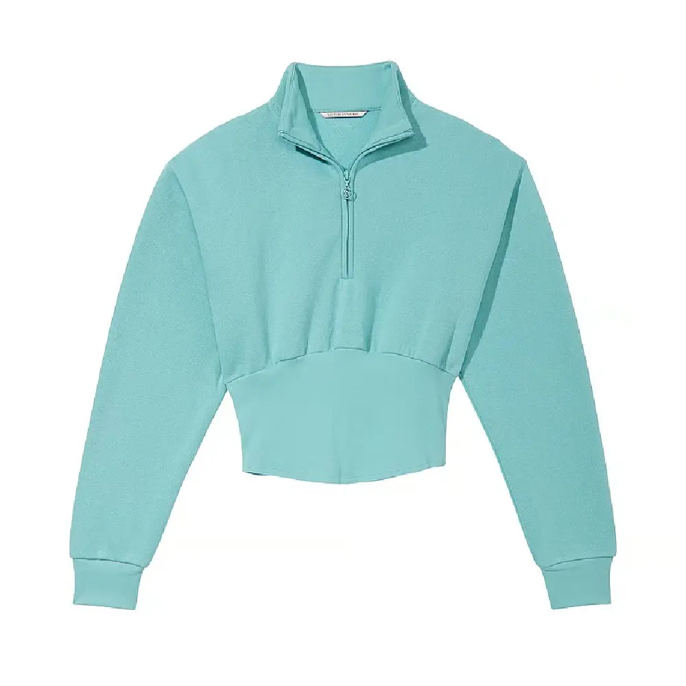 

Свитшот Victoria's Secret Cotton Fleece Corset Half-Zip Mock Neck, голубой, Синий