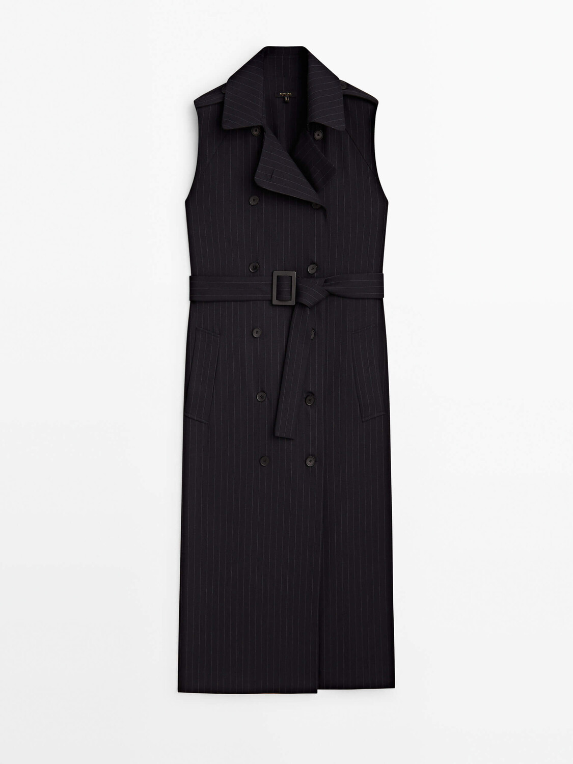 

Платье Massimo Dutti Pinstripe With Belt, темно-синий